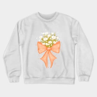 Pantone Peach Fuzz Coquette Bows with White Flowers Crewneck Sweatshirt